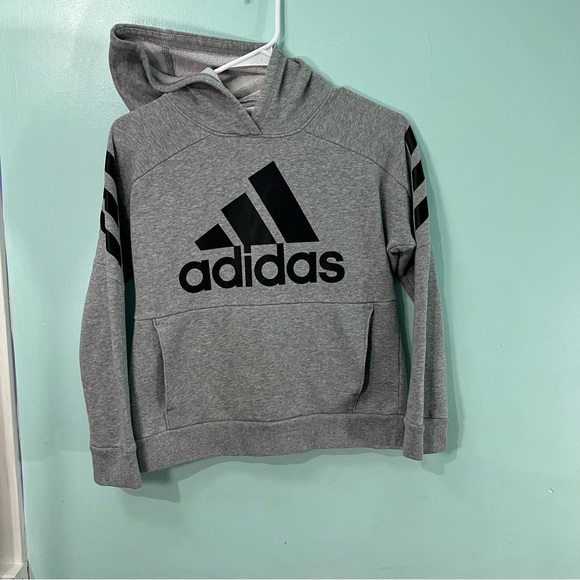 Adidas Girls Light Grey Sweatshirt Hoodie Size Medium 10/12